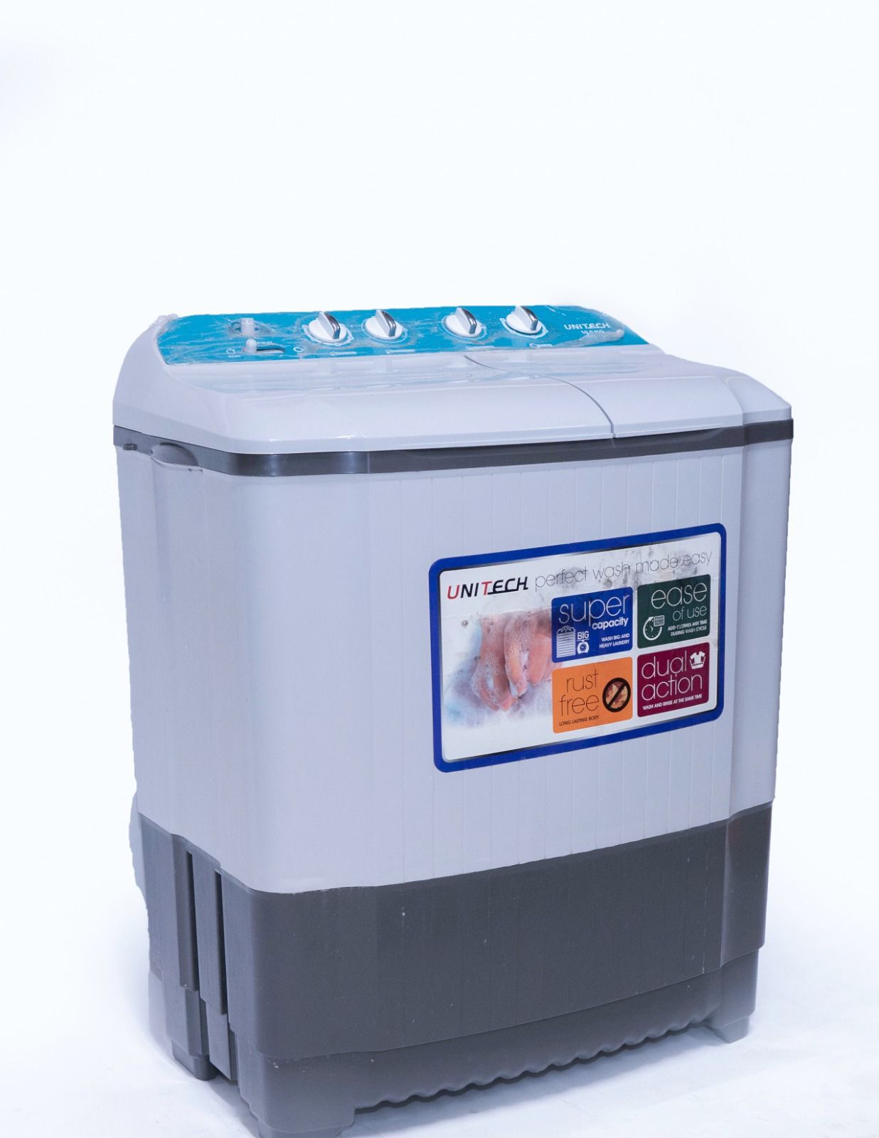 OFFER PRICE ! Unitech 7.5kgs twin tub washing machine ,with Longer Hose, 16lbs Mini Compact Laundry Washer Machine with Drain Pump, Blue Semi-automatic Washer Combo for Dorms, Apartments