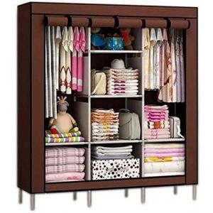 3 Columns Wooden Frame Portable Wardrobe – Spacious, Sturdy & Stylish