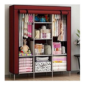 3 Columns Wooden Frame Portable Wardrobe – Spacious, Sturdy & Stylish