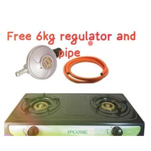 IPCONE Table Top Double Burner Gas Stove Cooker + Pipe & Regulator – Efficient & Reliable Cooking Solution