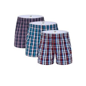 Men’s Classic Plaid Cotton Boxer Shorts – 3-Pack Soft, Breathable & Comfortable Underwear for Everyday Wear