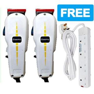 Geemy 2 PCS Professional Electric Hair Shaving Machine – Kinyozi Combo + FREE 4-Way Power Extension Cable!
