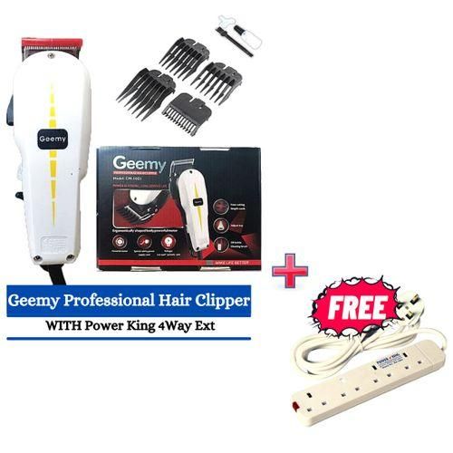 Geemy Professional Hair & Shaving Machine – Kinyozi Edition + FREE 4-Way Power Extension!