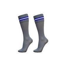 3 Pairs of Grey School Sock with Blue & White Stripe – Clean, Comfy & Classic (Unisex)