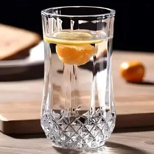 6PCS Long Diamond-Cut Drinking Glass Set – Elegant Crystal-Like Tumblers for Juice, Water, Cocktails & Home Décor
