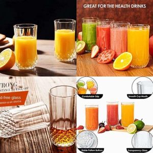 6PCS Long Diamond-Cut Drinking Glass Set – Elegant Crystal-Like Tumblers for Juice, Water, Cocktails & Home Décor