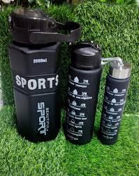 3-in-1 Motivational Water Bottle – Leak-Proof, Convenient 2L, 900ML, 300ML for Hydration on-the-Go