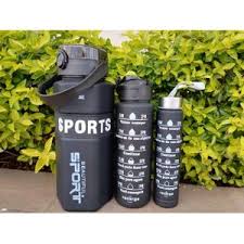 3-in-1 Motivational Water Bottle – Leak-Proof, Convenient 2L, 900ML, 300ML for Hydration on-the-Go