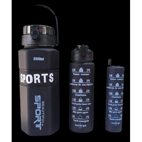 3-in-1 Motivational Water Bottle – Leak-Proof, Convenient 2L, 900ML, 300ML for Hydration on-the-Go