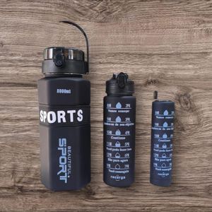 3-in-1 Motivational Water Bottle – Leak-Proof, Convenient 2L, 900ML, 300ML for Hydration on-the-Go