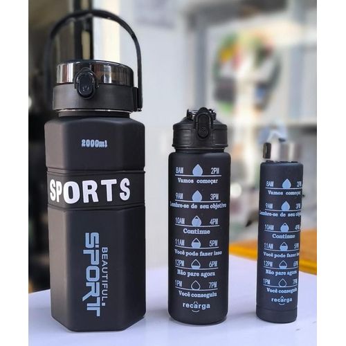 3-in-1 Motivational Water Bottle – Leak-Proof, Convenient 2L, 900ML, 300ML for Hydration on-the-Go