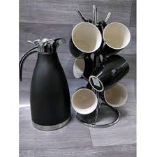 Classic 6PCS Mug/Cups Set + FREE Thermo Flask – Perfect for Tea, Coffee & Everyday Elegance