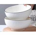 6PCS Premium Ceramic Soup Bowls with Elegant Black Rim – Classic Beauty Meets Everyday Functionality