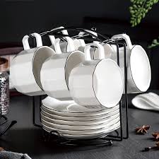 6 PCS Ceramic Mug Set + 6 PCS 8” Elegant Serving Plates – Perfect Match for Everyday Dining & Gifting | Stylish & Durable Combo
