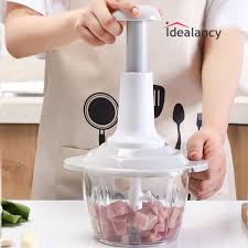 2 Litres Manual Push Chopper – High-Speed Food Chopper with Stainless Steel Blades, Vegetable & Fruit Dicer, Onion Garlic Mincer, Multifunction Kitchen Tool