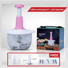 2 Litres Manual Push Chopper – High-Speed Food Chopper with Stainless Steel Blades, Vegetable & Fruit Dicer, Onion Garlic Mincer, Multifunction Kitchen Tool