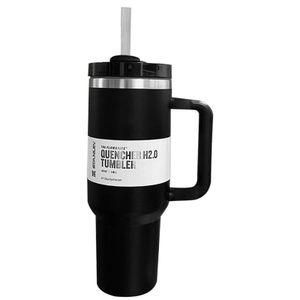 Stainless Steel Vacuum Double Wall Thermal Cup with Handle, Lid & Straw – Iced Coffee Mug – Leakproof, Insulated, Reusable Travel Tumbler for Hot & Cold Drinks