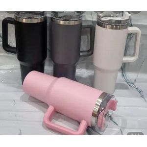 Stainless Steel Vacuum Double Wall Thermal Cup with Handle, Lid & Straw – Iced Coffee Mug – Leakproof, Insulated, Reusable Travel Tumbler for Hot & Cold Drinks