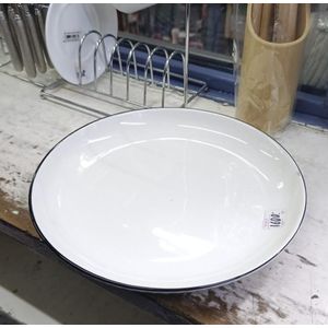 Set of 6 Ceramic Dinner Plates with Elegant Black Rim – 10.5" Round Plates for Modern Dining – Durable, Stylish, Microwave & Dishwasher Safe Porcelain Plates for Home, Hotel, or Restaurant