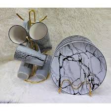 12 PCS Ceramic Plate and Mug Set – Elegant 6 Tree-Themed Mugs & 6 Matching Dinner Plates – Durable Porcelain Tableware for Stylish Dining, Gifting & Daily Home Use