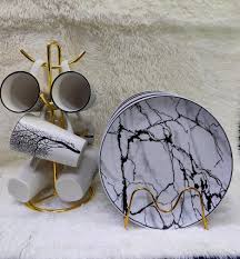 12 PCS Ceramic Plate and Mug Set – Elegant 6 Tree-Themed Mugs & 6 Matching Dinner Plates – Durable Porcelain Tableware for Stylish Dining, Gifting & Daily Home Use