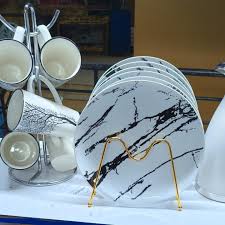 12 PCS Ceramic Plate and Mug Set – Elegant 6 Tree-Themed Mugs & 6 Matching Dinner Plates – Durable Porcelain Tableware for Stylish Dining, Gifting & Daily Home Use