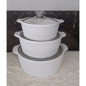 3 PCS Classy Ceramic Serving Bowls/Casseroles | Elegant Dining Set for Stylish Meals