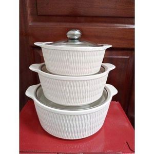 3 PCS Classy Ceramic Serving Bowls/Casseroles | Elegant Dining Set for Stylish Meals