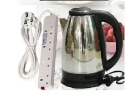 AILYONS 2.2L/2L/1.8L Electric Kettle + FREE 4-Way Extension Cable – Water Heater & Boiler Jug – Coil-less Stainless Steel Heating Jug Silver – Ailyons & Power King Combo Offer