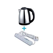 AILYONS 2.2L/2L/1.8L Electric Kettle + FREE 4-Way Extension Cable – Water Heater & Boiler Jug – Coil-less Stainless Steel Heating Jug Silver – Ailyons & Power King Combo Offer