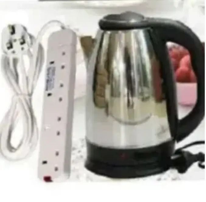 AILYONS 2.2L/2L/1.8L Electric Kettle + FREE 4-Way Extension Cable – Water Heater & Boiler Jug – Coil-less Stainless Steel Heating Jug Silver – Ailyons & Power King Combo Offer