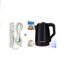AILYONS 2L Stainless Steel Electric Kettle + FREE Extension Cable – Coil-less Water Heater & Boiler Jug – Fast Boiling, Auto Shut-Off, Energy Efficient, Silver Finish