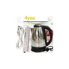 AILYONS Electric Kettle + Free 4-Way Extension Cable – Coil-Less Water Heater & Boiler Jug, Fast Boil, Stainless Steel, Durable & Convenient Home Appliance Set