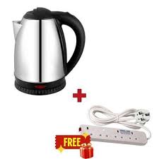 AILYONS Electric Kettle + Free 4-Way Extension Cable – Coil-Less Water Heater & Boiler Jug, Fast Boil, Stainless Steel, Durable & Convenient Home Appliance Set