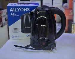 AILYONS FK-0301 1.8L Stainless Steel Electric Kettle – 1500W Energy Efficient, Auto Shut-Off, Boil-Dry Protection, Illuminating Light & Safety Lock Lid, Durable & Stylish Black Design