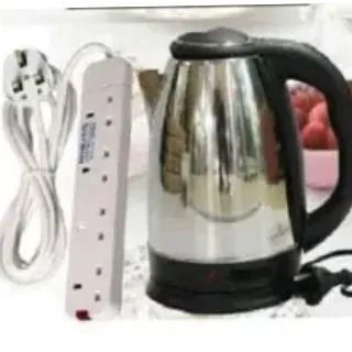 AILYONS Electric Kettle + Free 4-Way Extension Cable – Coil-Less Water Heater & Boiler Jug, Fast Boil, Stainless Steel, Durable & Convenient Home Appliance Set