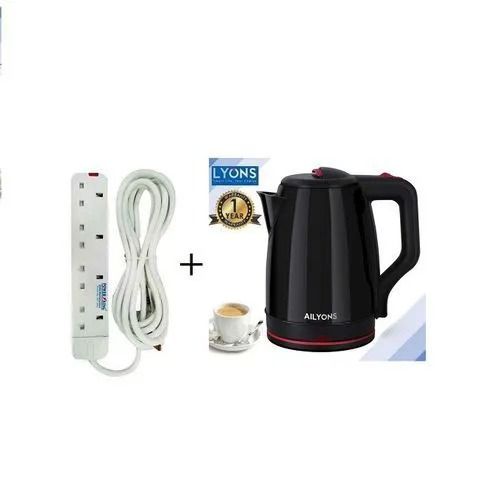 AILYONS 2.2L Electric Water Kettle + FREE 4-Way Power Extension – Cordless Stainless Steel Kettle with 1500–2200W Fast Boiling, Auto Shut-Off & Boil-Dry Protection
