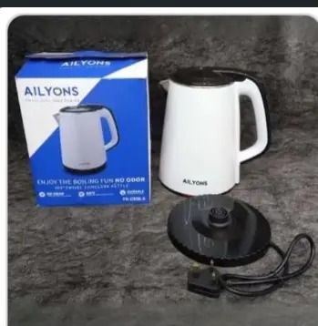 AILYONS 2.2L Automatic Electric Water Kettle – Black & White Insulated Stainless Steel – Fast Boil, Safe & Durable Household Kettle