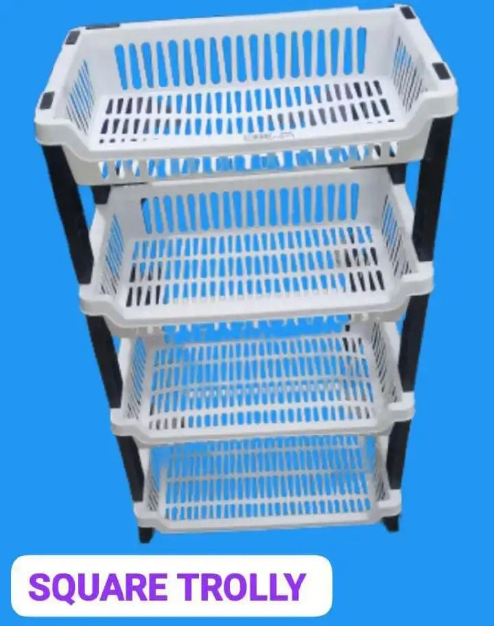 Kenstar 4-Tier Multipurpose Plastic Kitchen Rack Black & White – Durable Dish, Vegetable, Fruit & Utensil Organizer Shelf for Kitchen, Bathroom & Home Storage Solutions