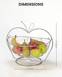 Apple Shaped Fruit Basket/ Fruit Rack – Elegant Kitchen Countertop Organizer for Fresh Fruits, Durable Metal Design, Modern Home Décor, Space-Saving Fruit Storage Solution