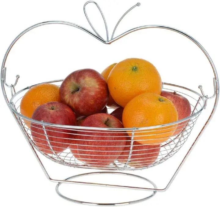 Apple Shaped Fruit Basket/ Fruit Rack – Elegant Kitchen Countertop Organizer for Fresh Fruits, Durable Metal Design, Modern Home Décor, Space-Saving Fruit Storage Solution