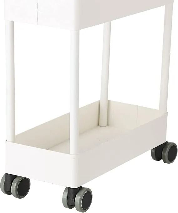 4 Tier Rolling Cart with Wheels and Handle, Multi-Purpose Rolling Storage Organizer for Office, Kitchen, Bathroom, Laundry Room, Black Fruits and Vegetable Rack