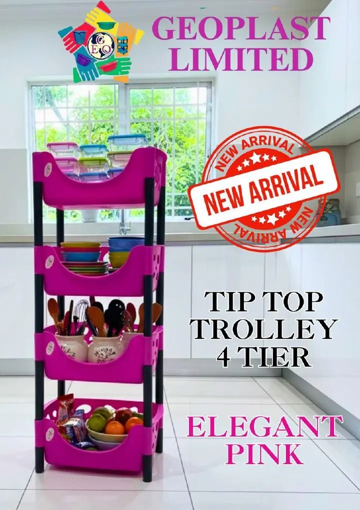 4 Tier Plastic Fruit and Vegetable Rack – Multi-Layer Kitchen Storage Organizer for Fresh Produce, Durable Lightweight Plastic Shelving for Home, Pantry, Countertop Use
