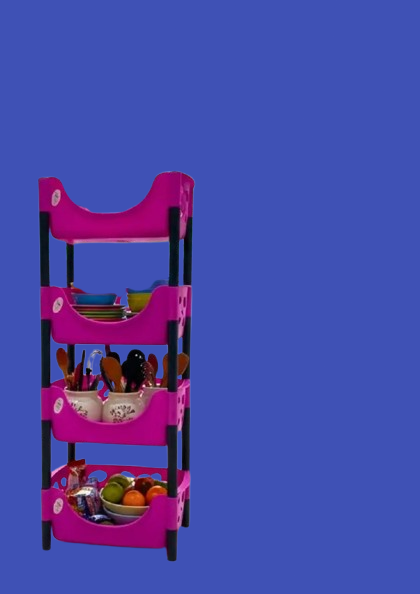 4 Tier Plastic Fruit and Vegetable Rack – Multi-Layer Kitchen Storage Organizer for Fresh Produce, Durable Lightweight Plastic Shelving for Home, Pantry, Countertop Use