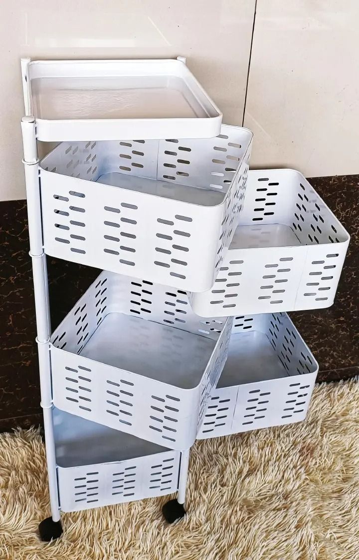 Metallic 5 Layer Fruits and Vegetable Rack – Sturdy Kitchen Storage Organizer for Fruits, Vegetables, and Pantry Essentials, Space-Saving Home Kitchen Shelf with Durable Multi-Tier Design