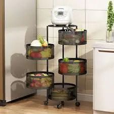 THE BEST 4-Layer Strong Fruit Rack Durable Space-Saving Kitchen and Home Organizer for Vegetables Fruits and Essentials with Sturdy Metal Frame and Easy Assembly