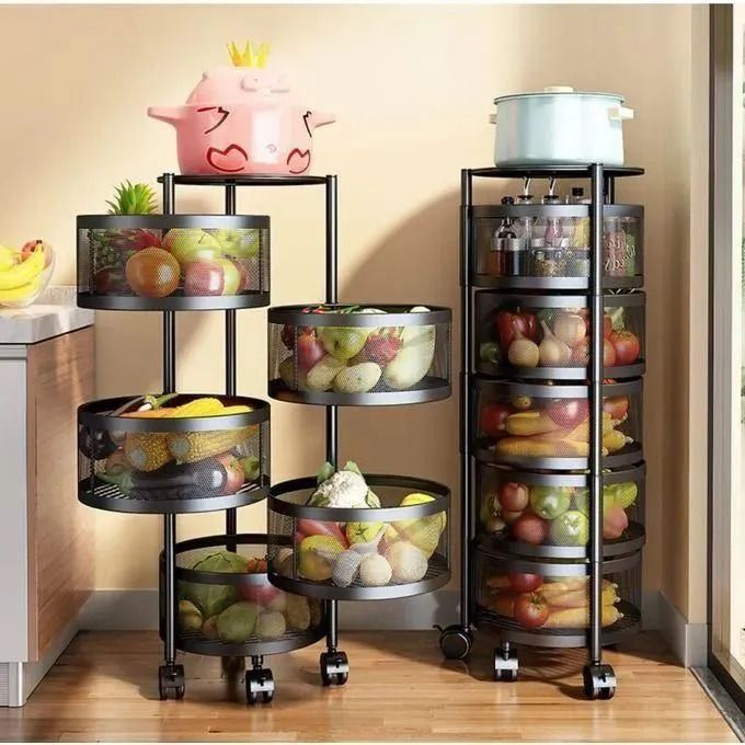 THE BEST 4-Layer Strong Fruit Rack Durable Space-Saving Kitchen and Home Organizer for Vegetables Fruits and Essentials with Sturdy Metal Frame and Easy Assembly