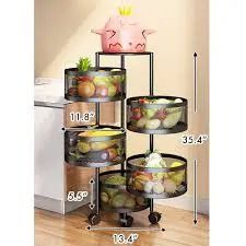 THE BEST 4-Layer Strong Fruit Rack Durable Space-Saving Kitchen and Home Organizer for Vegetables Fruits and Essentials with Sturdy Metal Frame and Easy Assembly