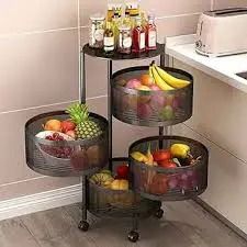 THE BEST 4-Layer Strong Fruit Rack Durable Space-Saving Kitchen and Home Organizer for Vegetables Fruits and Essentials with Sturdy Metal Frame and Easy Assembly