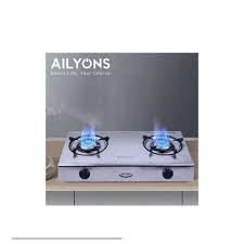 AILYONS/LYONS GS017 Double Burner Gas Cooker – Super Infrared Heater Desktop Stove, Stainless Steel, Efficient & Safe Gas Cooking for Home & Kitchen Use